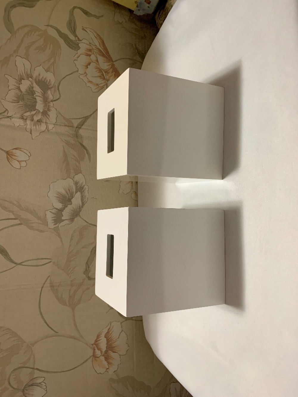 Lot of Two (2) The Container Store White Lacquer Square Tissue Box Covers